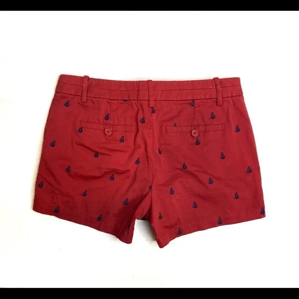 Telluride red with navy blue embroidered sailboat shorts size 6